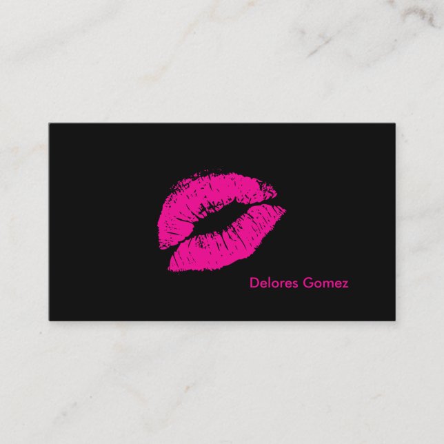 PixDezines kiss hot pink lips Business Card (Front)