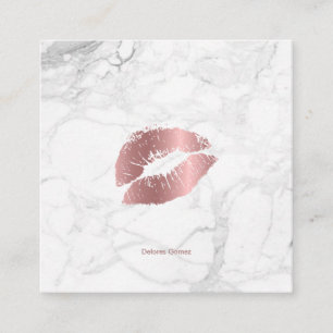 PixDezines Kiss Kiss Rose Gold Lips Square Business Card