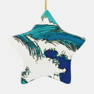 PixDezines konen uehara ocean waves, 上原 Ceramic Ornament