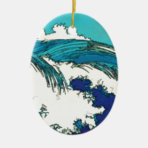 PixDezines konen uehara ocean waves, 上原 Ceramic Ornament