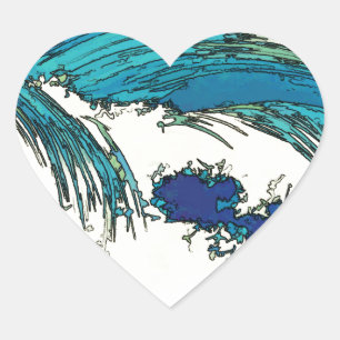 PixDezines konen uehara ocean waves, 上原 Heart Sticker