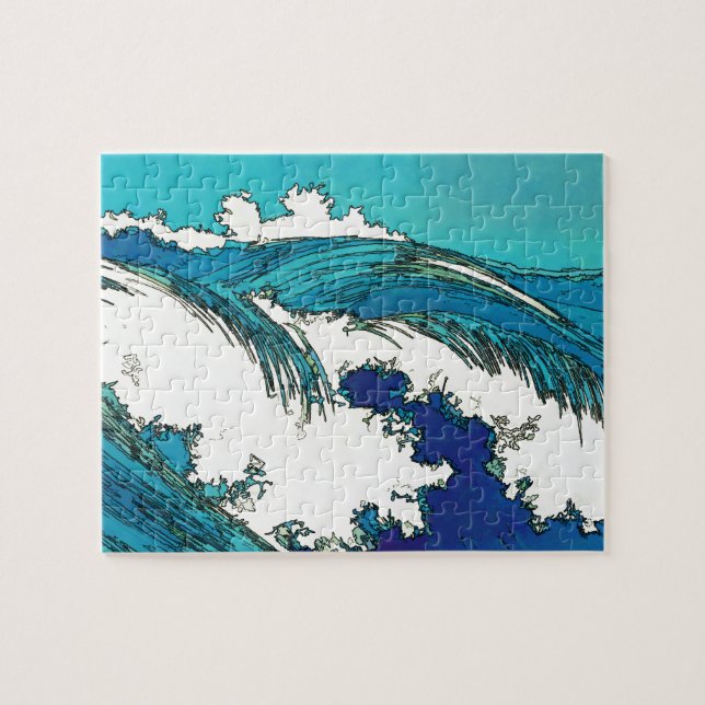 PixDezines konen uehara ocean waves, 上原 Jigsaw Puzzle (Horizontal)