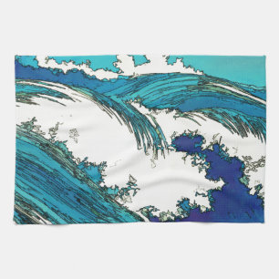 PixDezines konen uehara ocean waves, 上原 Kitchen Towel