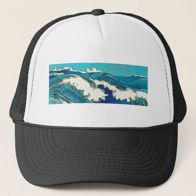 PixDezines konen uehara ocean waves, 上原 Trucker Hat (Front)