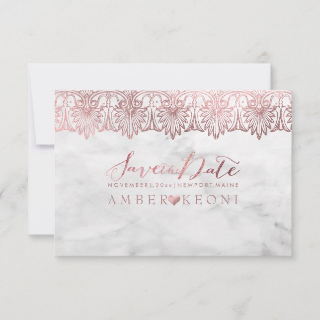 PixDezines Lace Rose Gold/Marble/Save Date Save The Date (Front)