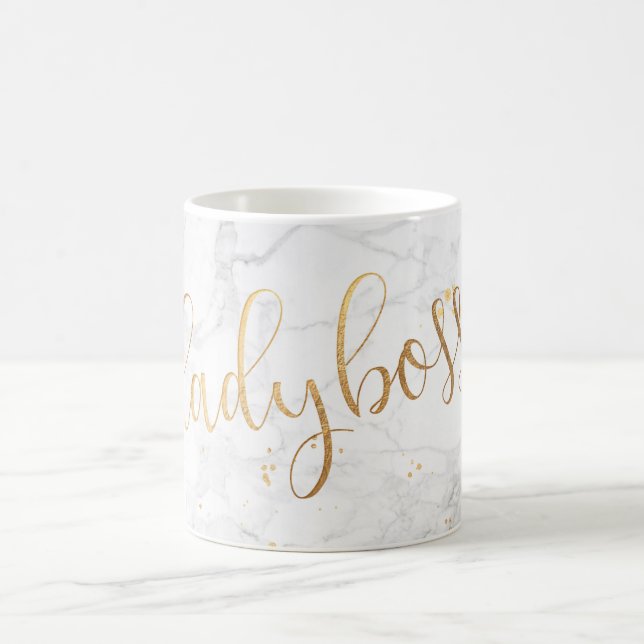 PixDezines LADYBOSS Marble+Faux Gold/Script Coffee Mug (Center)