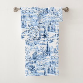 PixDezines Landscape Chinoiserie, Blue Bath Towel Set