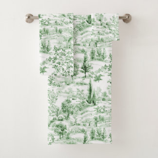 PixDezines Landscape Chinoiserie, Forest Green Bath Towel Set