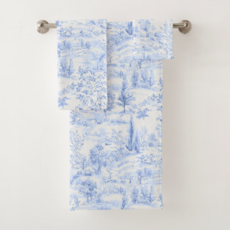 PixDezines Landscape Chinoiserie, Light Blue Bath Towel Set