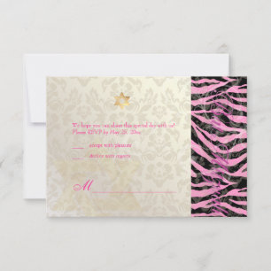PixDezines LARGE RSVP Zebra/Damask Bat Mitzvah