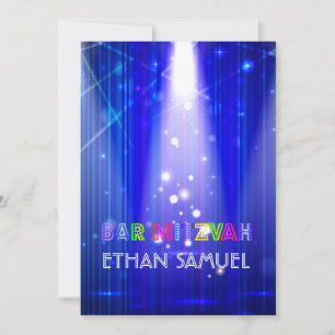 PixDezines laser /neon lights bar mitzvah Invitation
