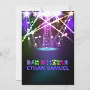 PixDezines laser /neon lights bar mitzvah Invitation