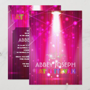 PixDezines Laser / Neon Lights Bat Mitzvah Invitation