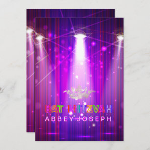 PixDezines Laser / Neon Lights Bat Mitzvah Invitation