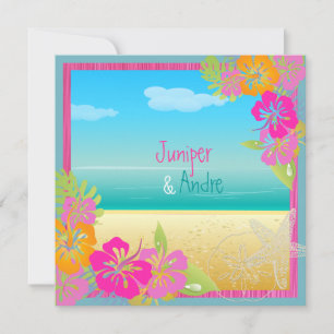 PixDezines leis/hibiscus, beach/diy colour Invitation