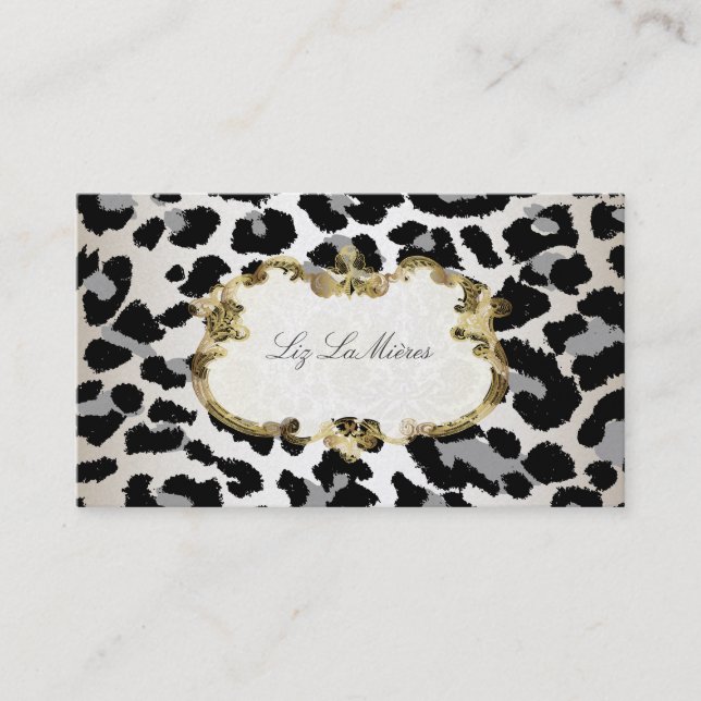 PixDezines leopard/champagne Business Card (Front)