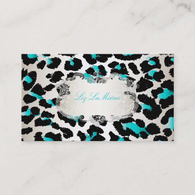 PixDezines leopard/champagne Business Card (Front)