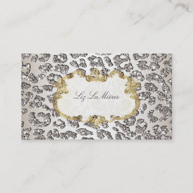 PixDezines leopard/champagne/pearl stock Business Card (Front)
