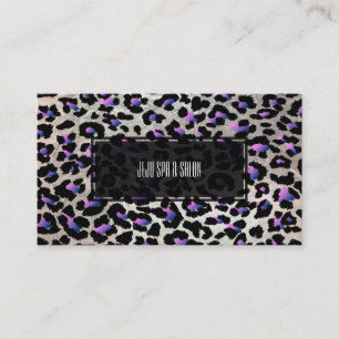 PixDezines leopard/electric pink/faux silver Business Card