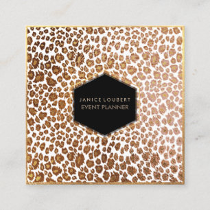 PixDezines Leopard Print/Faux Gold/DIY Background Square Business Card