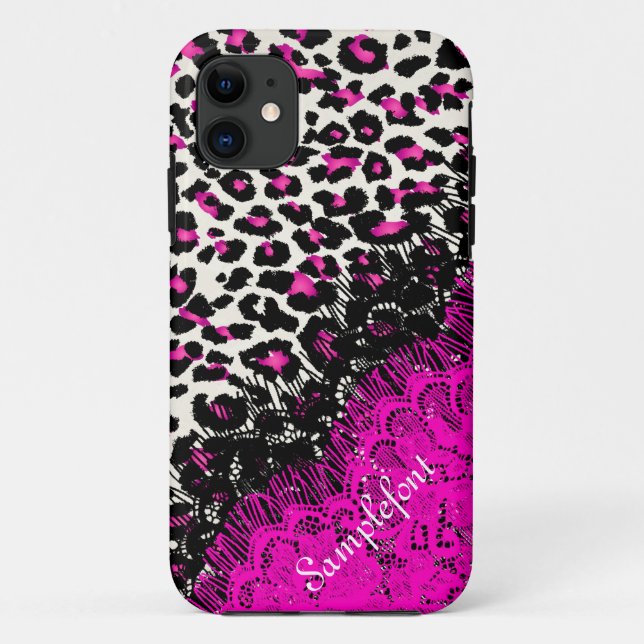 PixDezines leopard spots/faux lace Case-Mate iPhone Case (Back)