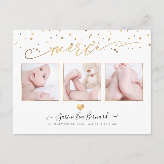 PixDezines les Étoiles D'or Remerciements Postcard (Front)