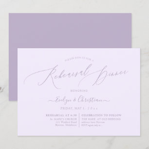 PixDezines Lilac Purpl Minimalist Rehearsal Dinner Invitation