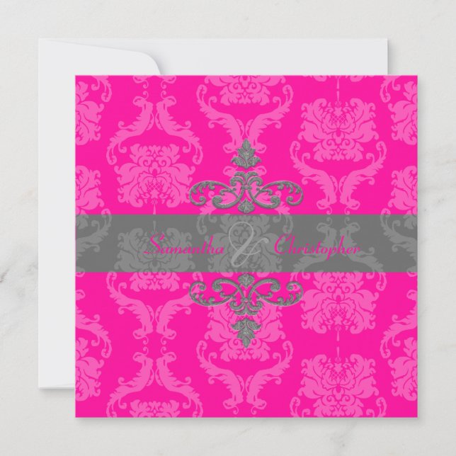 PixDezines Liliana Damask, customizable background Invitation (Front)