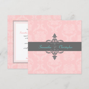 PixDezines Liliana Damask/DIY Colours/Pink/Grey Invitation