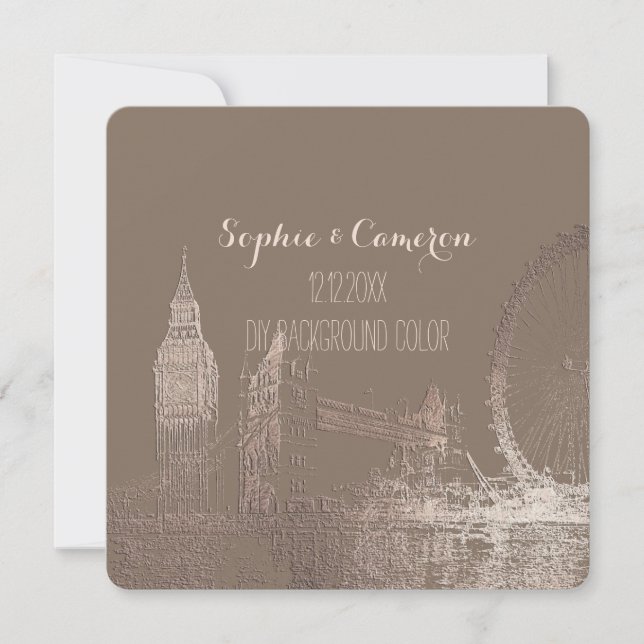 PixDezines London/Faux Rose Gold/DIY background Invitation (Front)