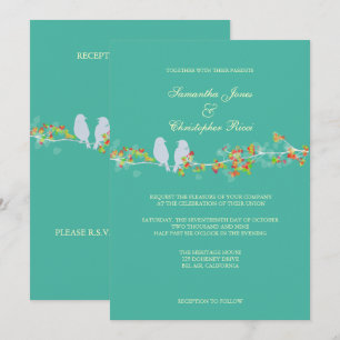 PixDezines LOVE BIRDS/DIY BACKGROUND COLOR Invitation