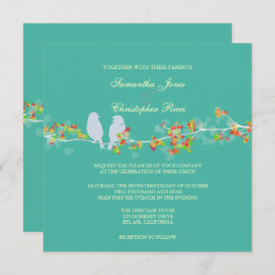 PixDezines LOVE BIRDS/DIY BACKGROUND COLOR Invitation