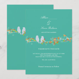 PixDezines LOVE BIRDS/DIY BACKGROUND COLOR Invitation