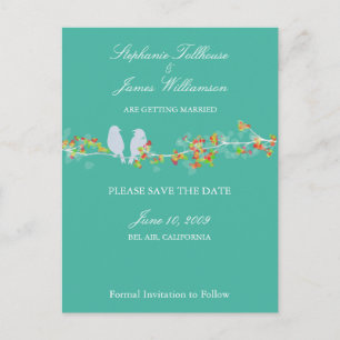 PixDezines LOVE BIRDS SAVE THE DATE/DIY COLOR Announcement Postcard