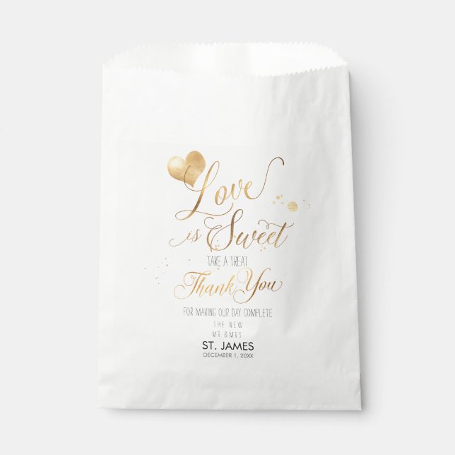 PixDezines LOVE IS SWEET+FAUX GOLD HEART Favour Bag (Front)