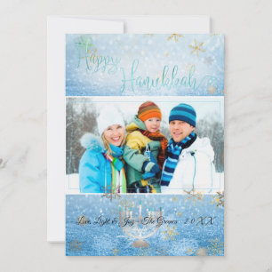 PixDezines Love+Light Hannukkah/snow+Bokeh Holiday Card