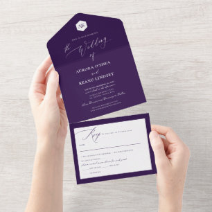 PixDezines Luxe Calligraphy DIY Colour Aubergine All In One Invitation