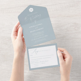 PixDezines Luxe Calligraphy DIY Colour Dusty Blue All In One Invitation