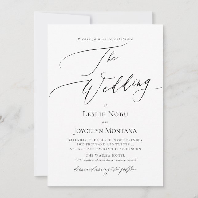 PixDezines Luxe Calligraphy Minimalist Wedding Invitation (Front)