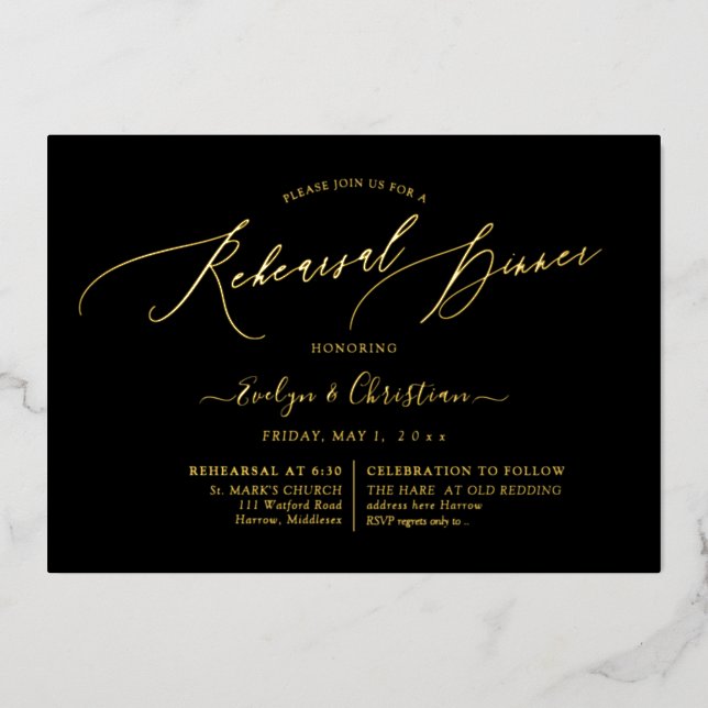 PixDezines Luxe Calligraphy Rehearsal Dinner Real (Front)