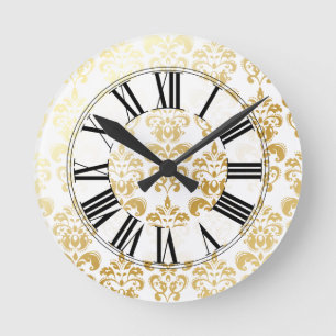 PixDezines lys damask/DIY background colour Round Clock