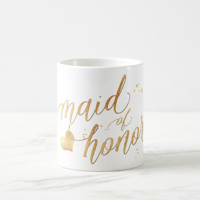 PixDezines Maid of Honour/Faux Gold/Modern Script Coffee Mug (Center)