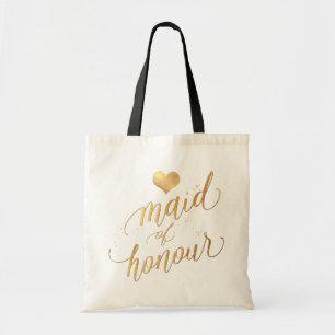 PixDezines Maid of Honour/Faux Gold Script Tote Bag