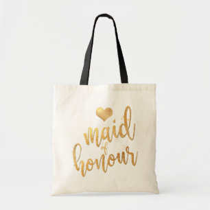 PixDezines Maid of Honour/Faux Gold Script Tote Bag