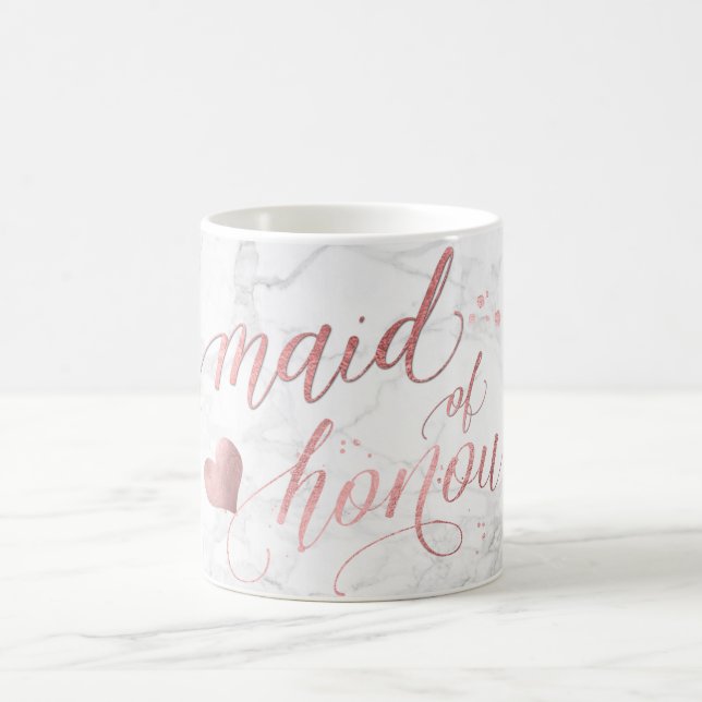 PixDezines Maid of Honour/Faux Rose Gold Script Coffee Mug (Center)