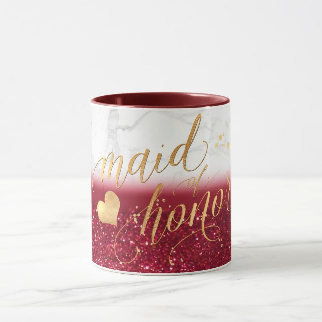 PixDezines Maid of Honour/Marble+Gold+Red Glitter Mug (Center)