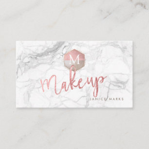 PIXDEZINES MAKE-UP ARTIST MARBLE FAUX ROSE GOLD BUSINESS CARD