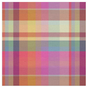 Pink Green Plaid Fabric