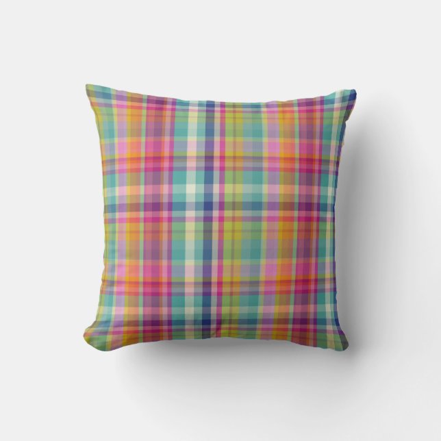 PixDezines malibu plaid Throw Pillow (Front)