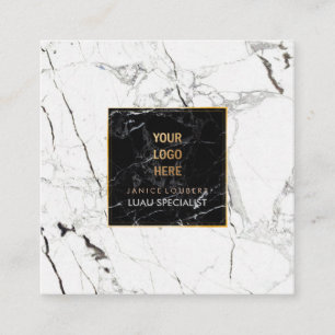 PixDezines Marble /Black+White Square Business Card